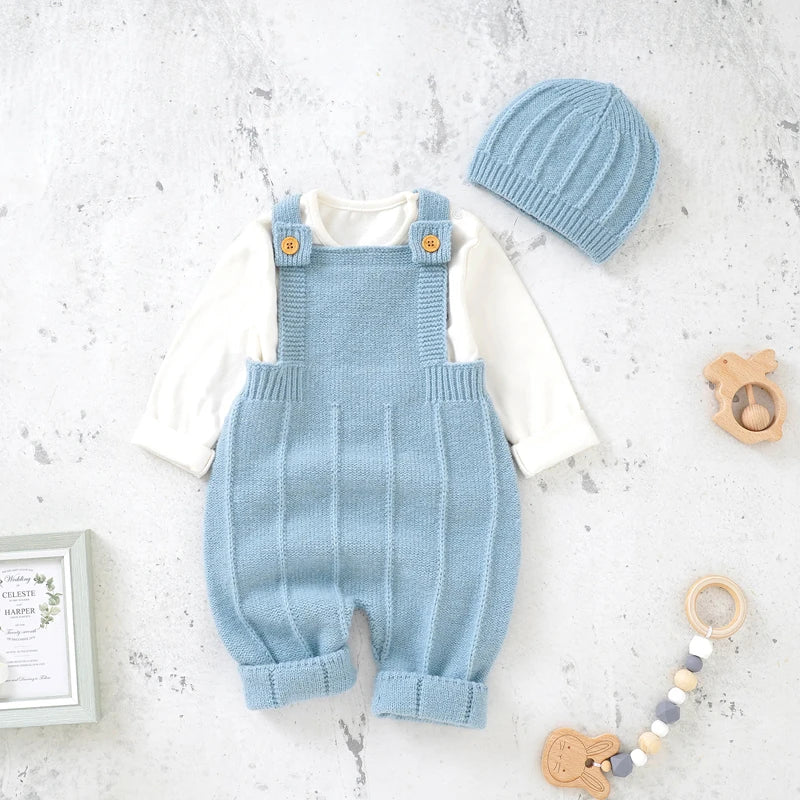Sleeveless Knitted Baby Romper Set